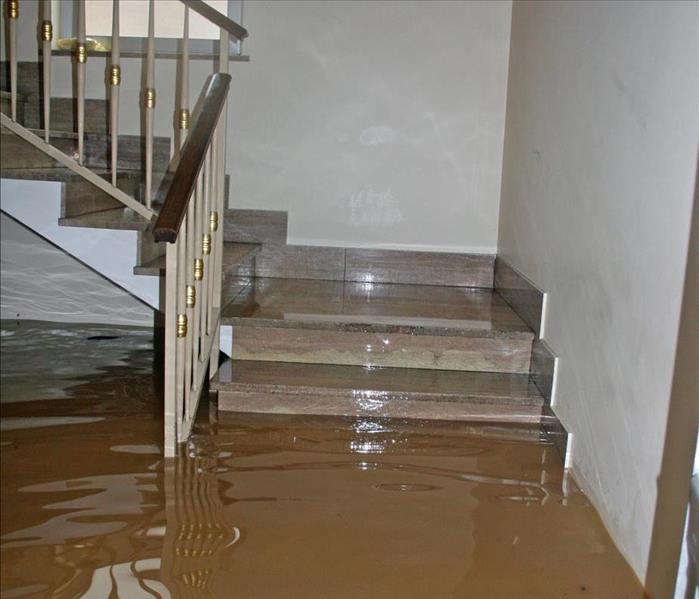 stair of a House fully flooded during the flooding of the river