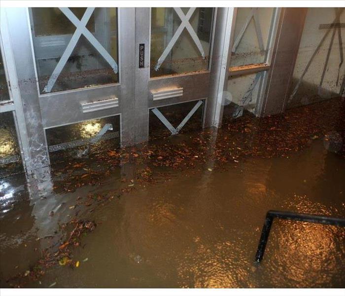 Entrance flooded of a business